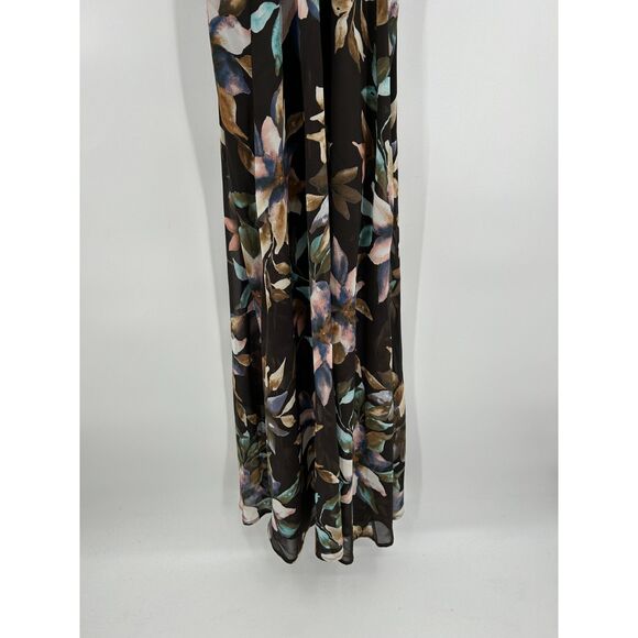 ASTR The Label Brown Floral Surplice Spaghetti Strap Maxi Dress Size Small S - Picture 5 of 10